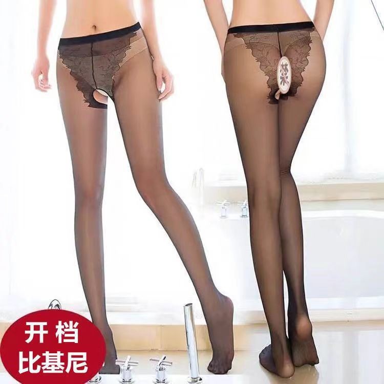 ถุงน่องเปิดเป้าผีเสื้อสำหรับผู้หญิง บิกินี่ ถุงน่องไร้รอยต่อ ขาสวย