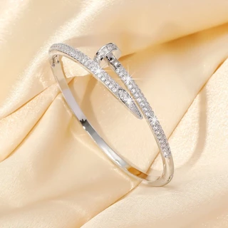 กำไลข้อมือ สร้อยข้อมือ ผู้หญิง ไทเทเนียม ชุบทอง 18k ฝังเพชร CZ สไตล์เกาหลี เครื่องประดับแฟชั่น ไม่ลอกไม่ดำ ของขวัญวันเกิด
