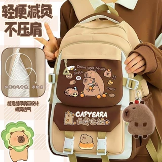 กระเป๋าเป้ Kapibala น่ารักสำหรับเด็กชายและเด็กหญิง นักเรียนระดับประถมและมัธยม กระเป๋าเป้ความจุขนาดใหญ่ กระเป๋าสะพายคู่
