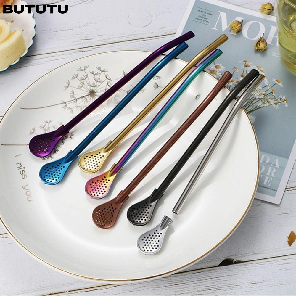Butu หลอดดื่ม, 304 สแตนเลสที่มีสีสัน Yerba Mate กรอง,ล้างทําความสะอาดได้ Bombilla Gourd Reusable ชากรองบาร์อุปกรณ์เสริม