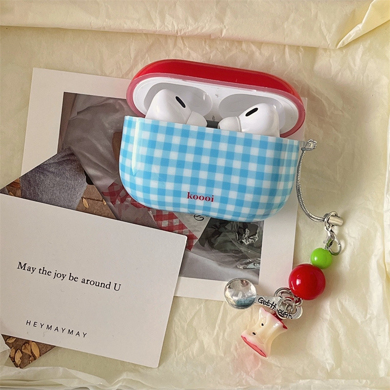 ตารางสีน้ําเงินและสีแดงสําหรับ Airpods 1/2 3 Pro2 pro3 Airpods4 ชุดหูฟังไร้สายบลูทูธป้องกันกรณี AirPods Pro i3 i4 pro3 หูฟังป้องกันกรณี - รูปที่ 3