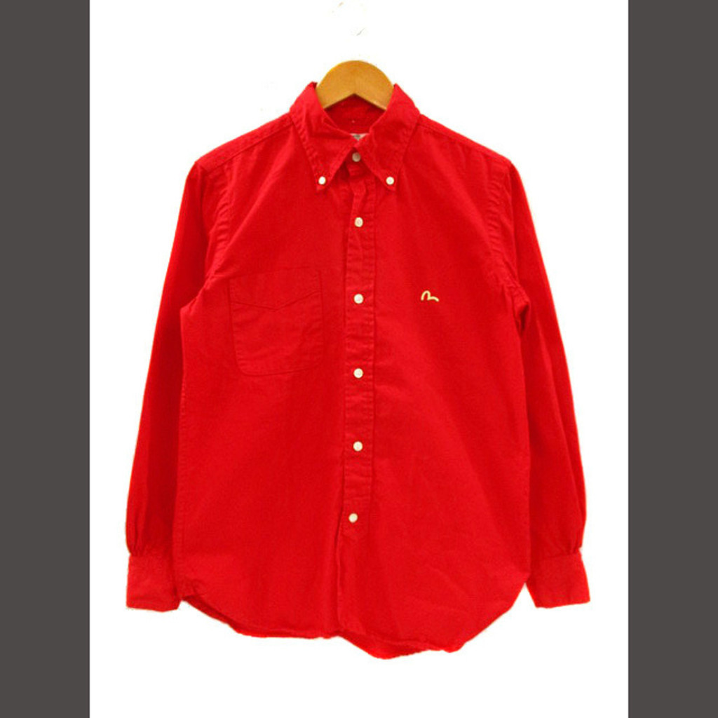Evisu Evisu Button Down Shirt Long Sleeve Shirt Seagull Red 38 Direct from Japan Secondhand