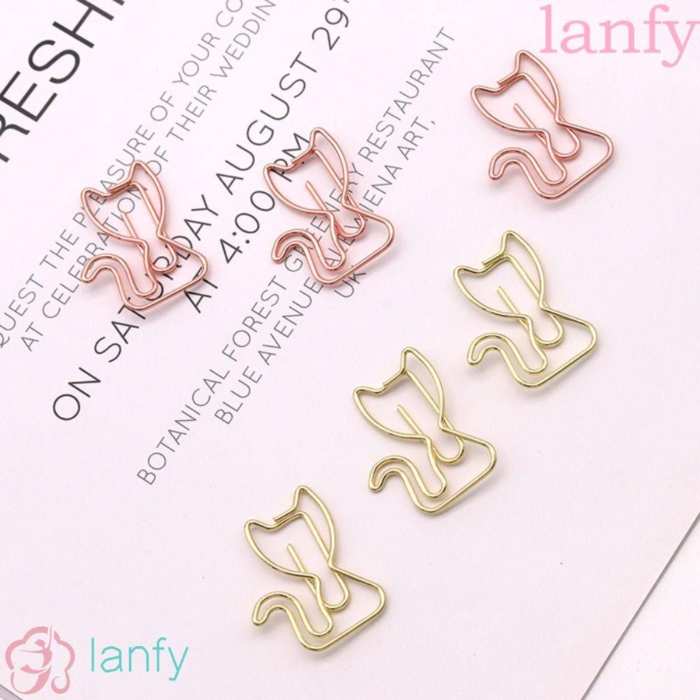 Lanfy คลิปหนีบกระดาษ โลหะ รูปการ์ตูนแมวน่ารัก สร้างสรรค์ เครื่องเขียนนักเรียน 10 ชิ้น