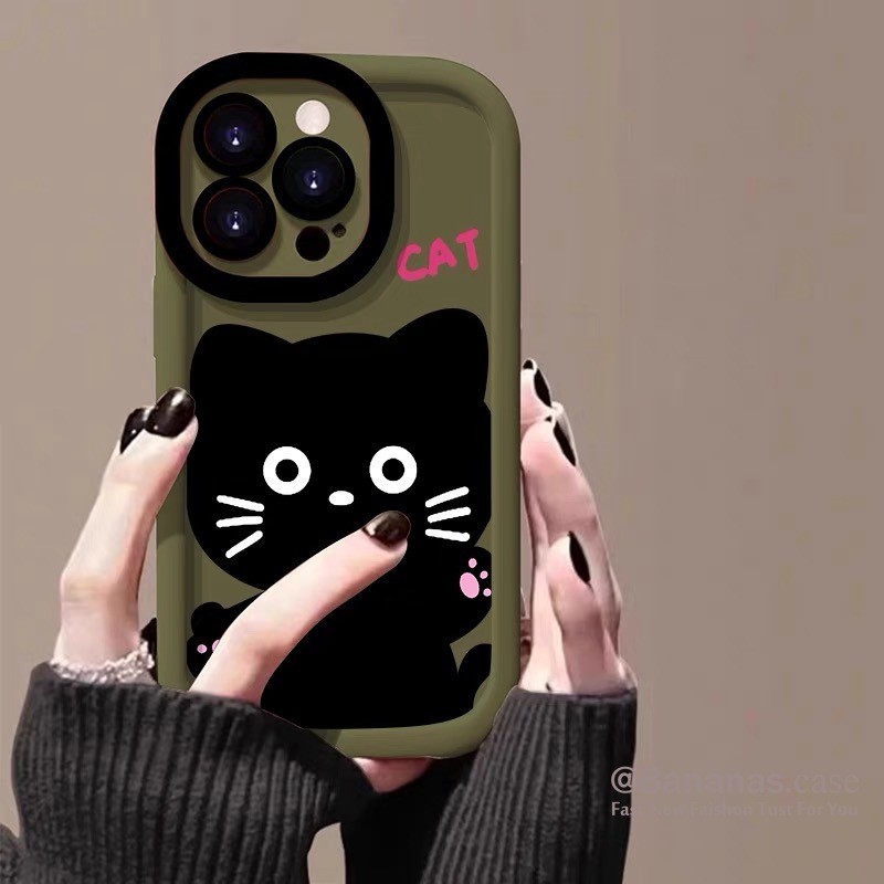 เคสโทรศัพท์มือถือ แบบนิ่ม ลายการ์ตูนแมวน่ารัก สําหรับ iPhone 15 14 13 12 11 Pro Max X Xr Xs Max 7 8 Plus
