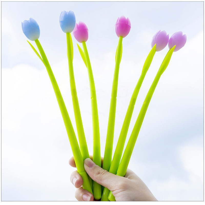 12 ชิ้น Creative Light สีทิวลิปซิลิโคนเจลปากกาชุดขนาดเล็กสดและน่ารักนักเรียนสอบเครื่องมือการเขียน