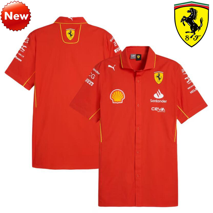 ใหม่ล่าสุด เสื้อโปโลแขนสั้น ลายทีม F1 Racing Suit + Scuderia Ferrari 2024 F1 เหมาะกับฤดูร้อน สําหรับผู้ชาย และผู้หญิง 2024