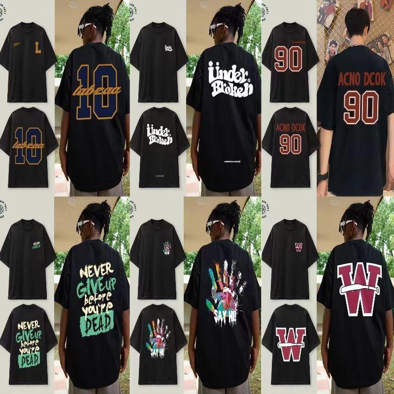 Basi เสื้อยืดแฟชั่น สไตล์เกาหลี เสื้อยืดผู้ชายผู้หญิง แบบหลวม ผ้าฝ้ายสกรีนหน้าหลัง ผ้าเกรดดีใส่สบาย สไตล์วัยรุ่น