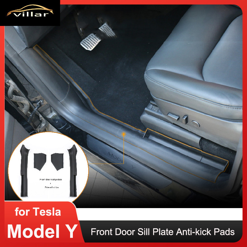 แผ่นยางติดขอบประตูหน้ารถยนต์ ป้องกันการเตะ อุปกรณ์เสริม สําหรับ Tesla Model Y TPE