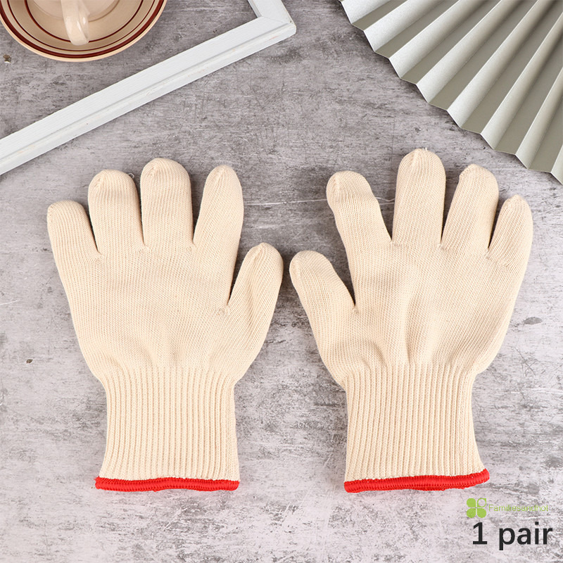 Familiesandhot&gt; 1 คู่ ถุงมือเตาอบ แบบหนา สองชั้น 200-800 เซลเซียส ทนความร้อน ถุงมือป้องกันการเผาไหม้ ครัว ถุงมือถัก ฉนวนกันความร้อนได้ดี