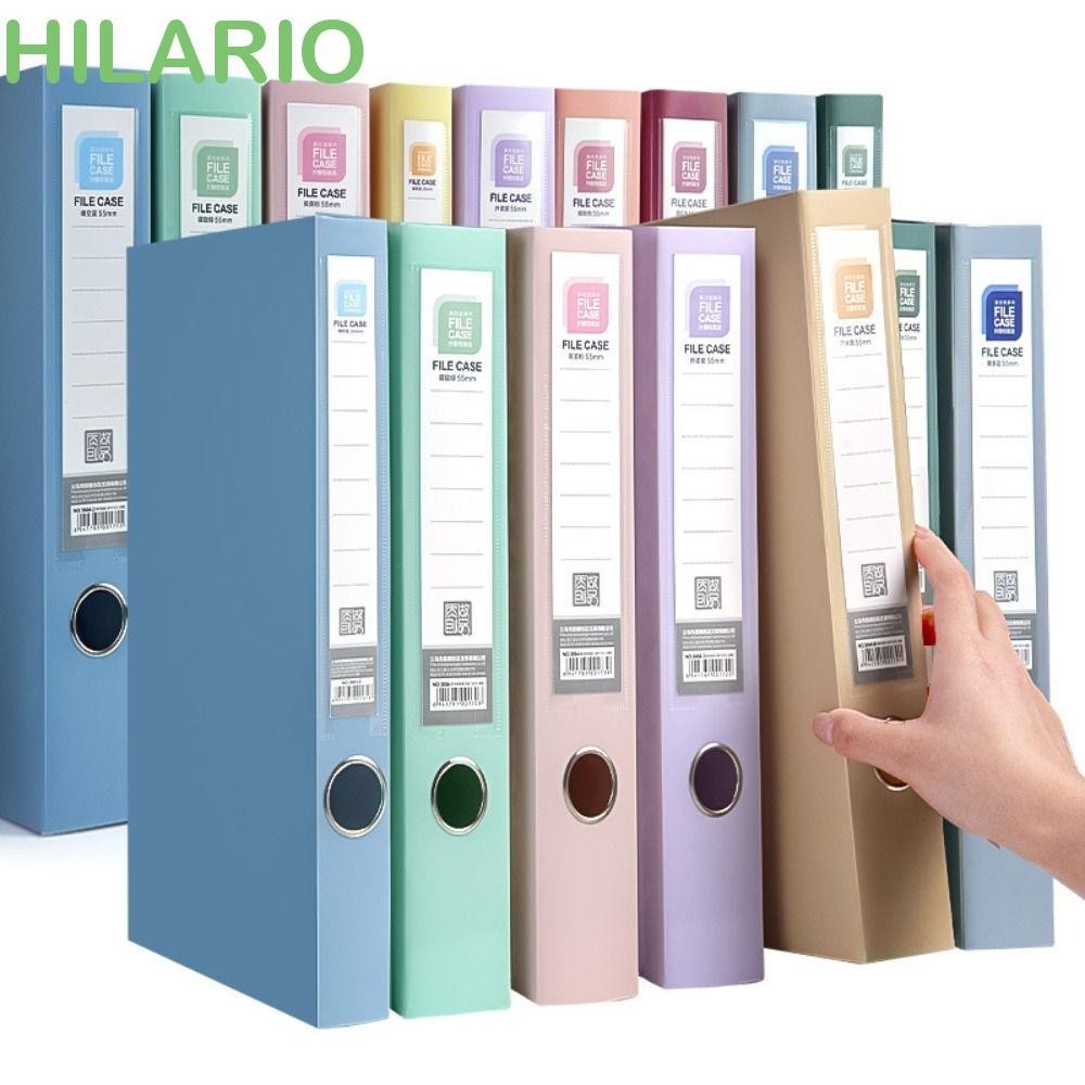Hilario กล่องโฟลเดอร์พลาสติก PP ขนาด A4 หนา กันฝุ่น สีโมแรนดี้ สําหรับเก็บเอกสาร สํานักงาน