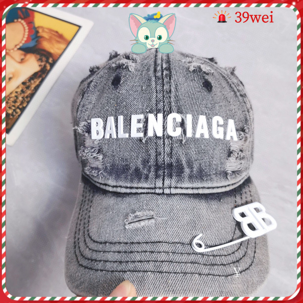 【Balenciaga Cap】หมวกเบสบอล ผ้ายีน แต่งรอยขาด หรูหรา 04230