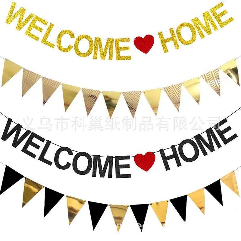 ธงแบนเนอร์ รูปหัวใจ สีแดง สีดํา สีทอง สําหรับตกแต่งบ้าน ปาร์ตี้