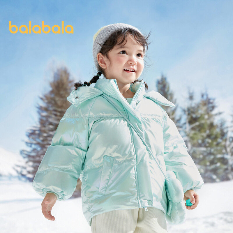 Balabala เด็กลงเสื้อแจ็คเก็ตหญิงฤดูหนาว 2023 เสื้อผ้าเด็กเด็กใหม่ Bright Face Warm Down Coat