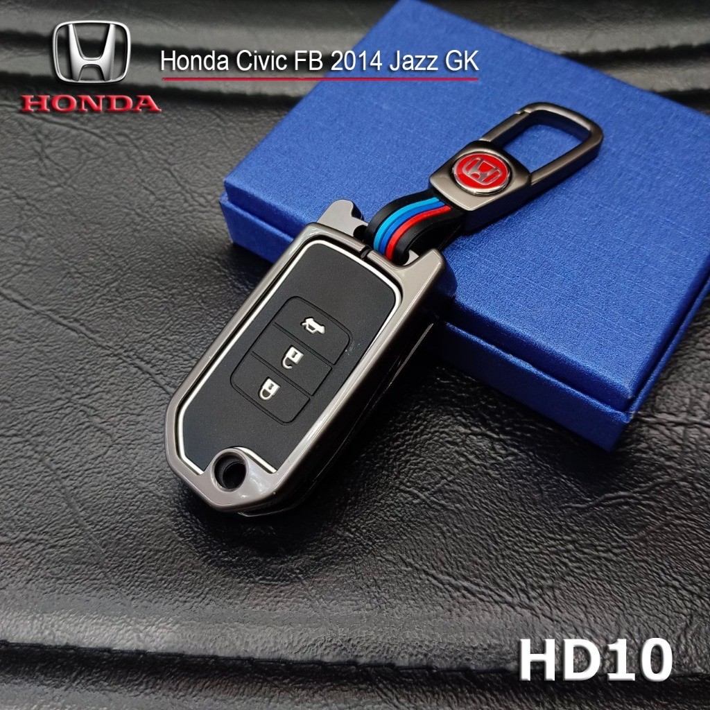 เคสกุญแจโลหะ ปลอกกุญแจรถยนต์ สำหรับ Honda Jazz GK Civic FB 2014 ปุ่มซิลิโคนกุญแจ