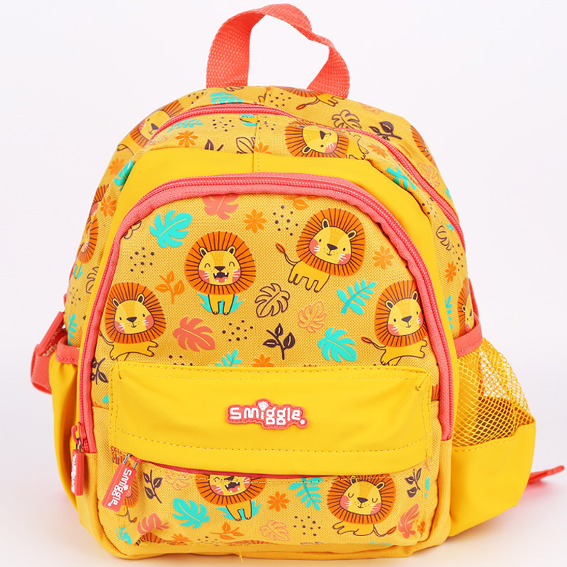 ออสเตรเลีย smiggle กระเป ๋ านักเรียนอนุบาล Yellow Little Lion mini Children Ultra-Light Backpack Small Backpack