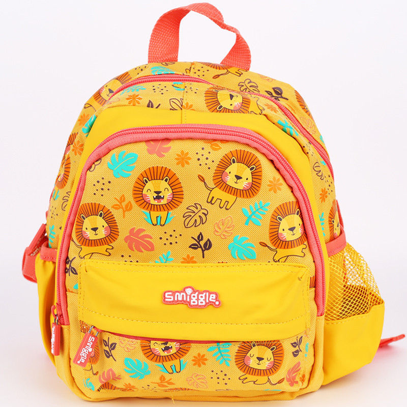 ออสเตรเลียโรงเรียนอนุบาล smiggle กระเป๋านักเรียนสิงโตน้อยสีเหลืองมินิเด็กซูเปอร์น้ำหนักเบาไหล่คู่ทรัมเป็ตกระเป๋าเป้สะพายหลัง