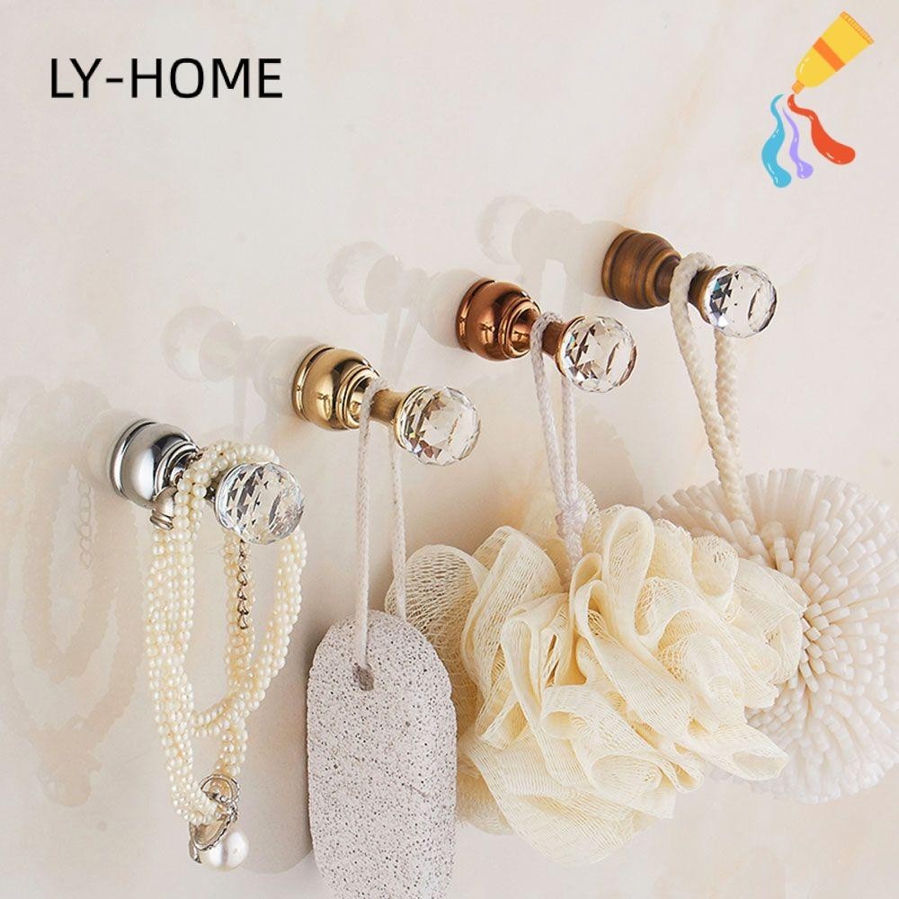 Ly ตะขอแขวนเสื้อคลุม ผ้าขนหนู คริสตัล สไตล์โบราณ ทนทาน สําหรับติดผนังห้องน้ํา
