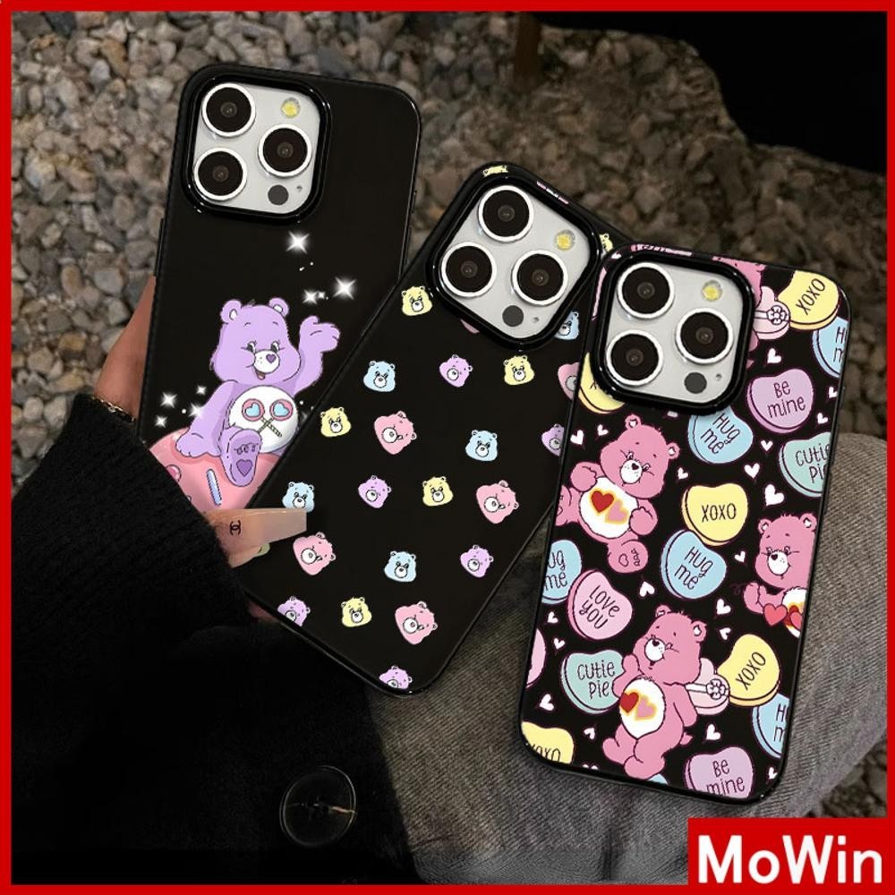 Mowin - สำหรับ iPhone 15 Pro Max เคส ไอโฟน สีดำมัน TPU ซอฟท์เคส กันกระแทกกล้องป้องกัน หมีน่ารักแสนสวย เข้ากันได้กับ iPhone 14 13 12 Pro Max 11 XR XS Max 7 8 Plus