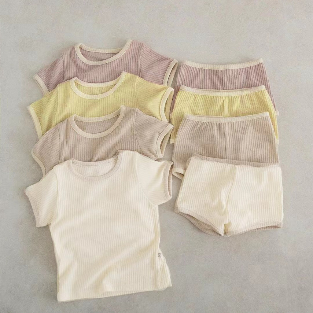 ฤดูร ้ อนเด ็ กผ ้ าฝ ้ ายแท ้ แขนสั ้ นกางเกงขาสั ้ นชุดลําลอง Homewear
