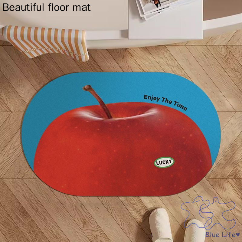 ส ่ วนบุคคล Creative Apple Pear รูปแบบ Diatom โคลนห ้ องน ้ ําดูดซับแผ ่ น Quick-drying ลื ่ นห ้ องน ้ ําห ้ องอาบน ้ ําบ ้ านประตู