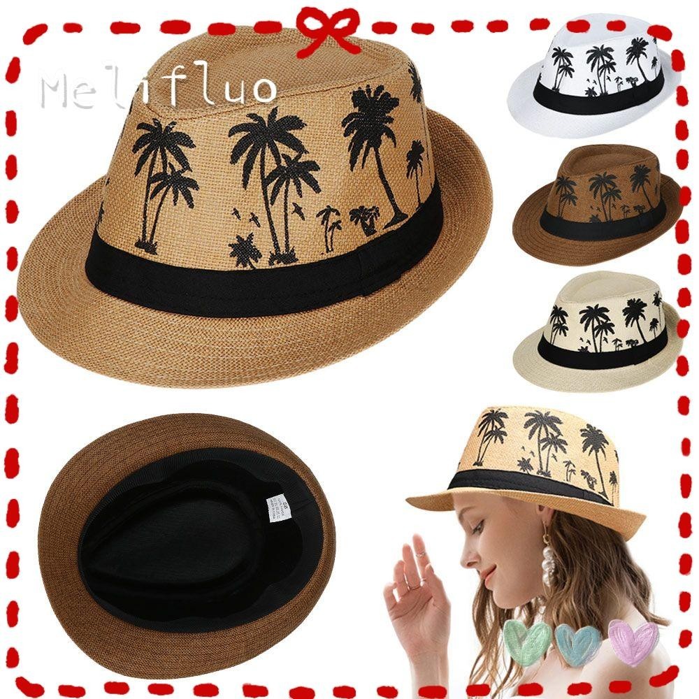 Melifluo หมวกชายหาด 2022 Fedora หมวกกันแดด หมวกคู่รัก