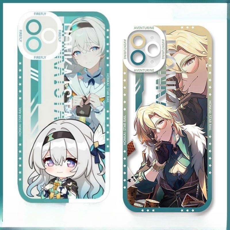 Honkai Star Rail Aventurine Firefly สําหรับ Iphone 11 12 13 14 15 Pro Max 6 6S 7 8 Plus 7Plus 12 Mini XS Max XR SE 2022 กรณีกันกระแทก TPU สแควร ์ ซิลิโคนนุ ่ ม