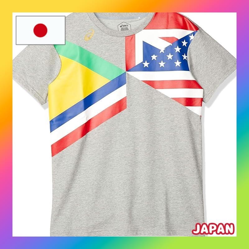 [ASICS] Training Wear Flag Graphic Short Sleeve Shirt 1 2031B809 Men's Stone Grey MOK Japan S (Equivalent to Japanese Size S)