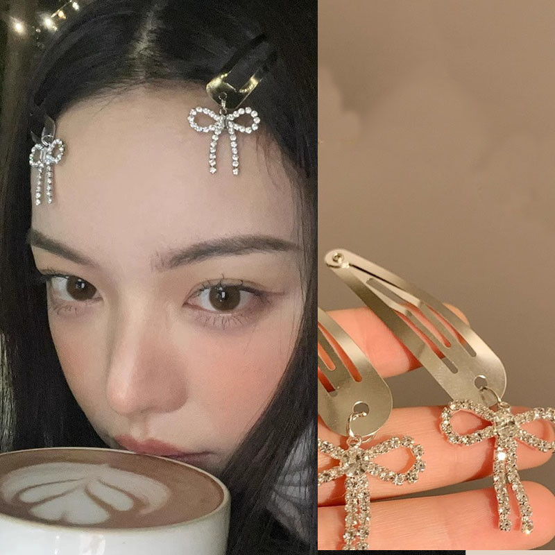 1ชิ้นคริสตัล ข หลิง โบว์จี้หวานเย็นสาวกิ๊บติดผมกิ๊บคลิปด้านเรียบคลิปเครื่องประดับผม