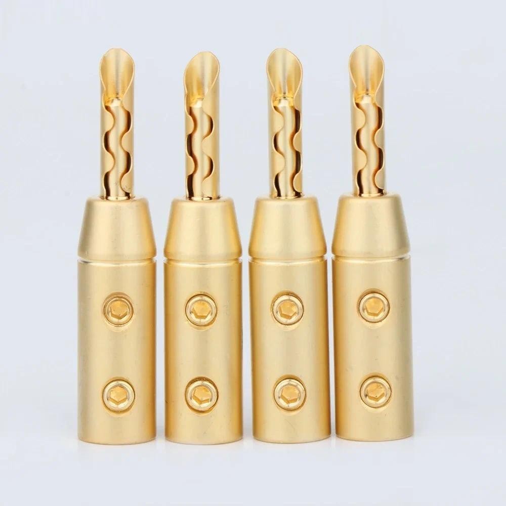 4/8pcs HIFI ลําโพงชาย Connector Banana Jack ชุบทอง Z ประเภทปลั๊กกล้วย BFA หัวกล้วยสําหรับเครื่องขยายเสียง