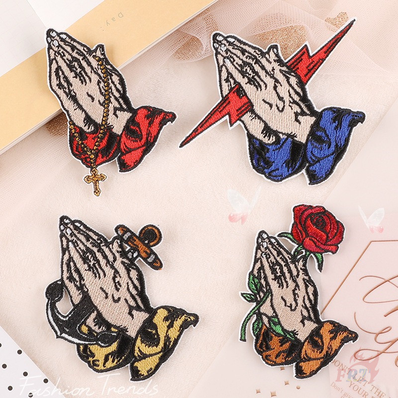 ☸ ท่าทางเซน – แพทช์เหล็กบน Rose / Cross / Lightning / สมอเรือ ☸ 1 ชิ้น/4 ชิ้น DIY เย็บบนเหล็กบนป้ายแพทช์