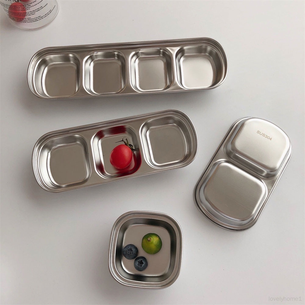 CDiscount ถ้วยน้ำจิ้มสแตนเลส SUS304 ฟู้ดเกรด ถ้วยใส่น้ำจิ้ม ถ้วยน้ำจิ้ม 1/2/3/4 ช่อง แข็งแรง น้ำหนักเบา - รูปที่ 2