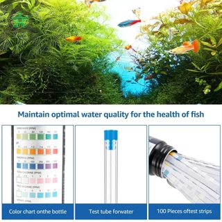 100PCS Aquarium Test Strips 5/6/7/9/14/16/17 in 1แผ่นทดสอบคุณภาพน้ำ ชุดแถบทดสอบค่า pH น้ําเค็ม น้ําจืด สําหรับตู้ปลา ชุดตรวจคุณภาพน้ำ ที่ตรวจค่า pH ในน้ำ แผ่นทดสอบคุณภาพ กระดาษวัดค่า บ่อปลา สระ