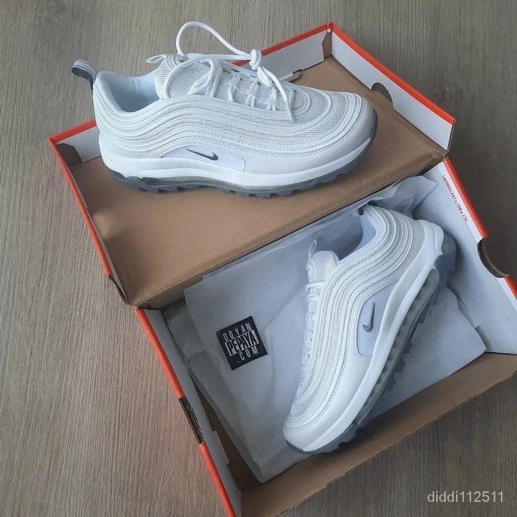 Nike Nike Men 's Shoes air Max 97 Golf White Pure White Gold-White/Metallic Silver 1