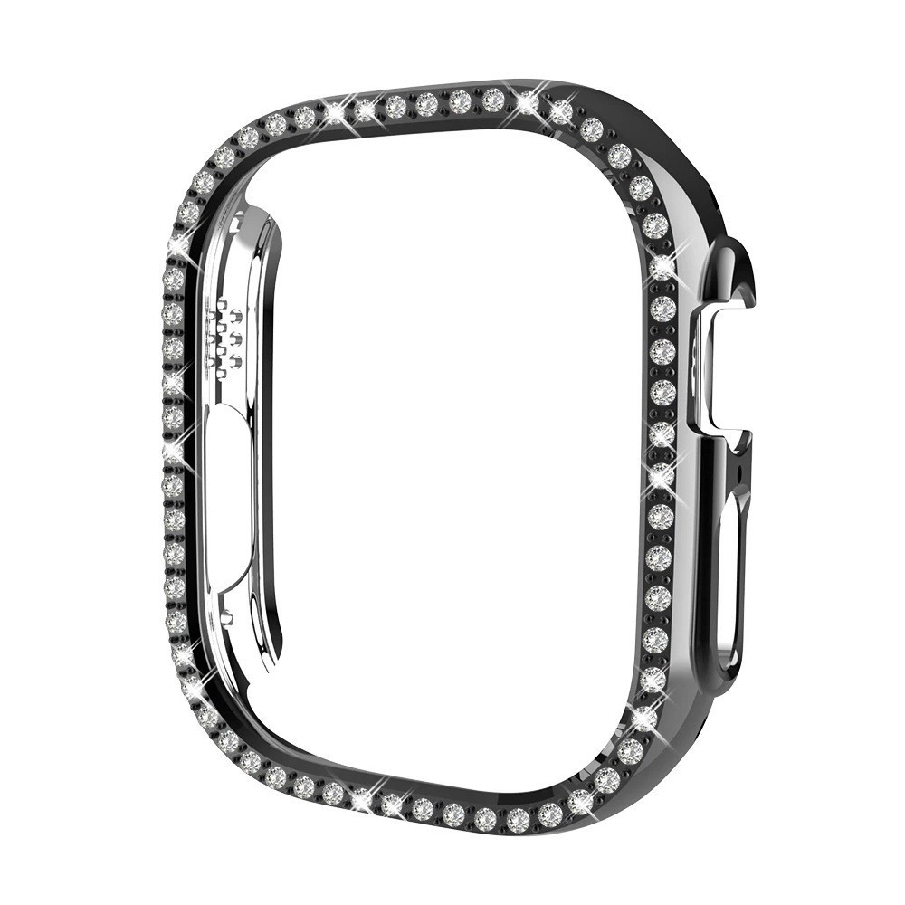 เหมาะสําหรับ applewatch8 ultra Single Row Diamond Protective Case Anti-Scratch Frame Apple Watch 49mm PC Case Strap
