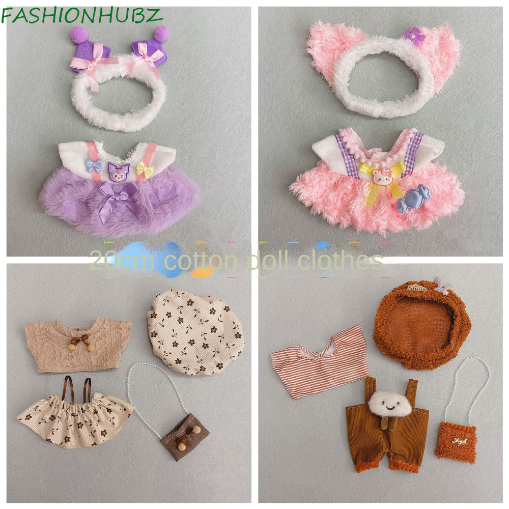 Fashionhubz 20 ซม.ผ้าฝ้ายตุ๊กตาเสื้อผ้า, Labubu Linabelle 20 ซม.ตุ๊กตา Western ชุด, การ์ตูน Kuromi Headwear นุ่ม DIY ตุ๊กตาทําด้วยมือเสื้อผ้าผ้าฝ้ายตุ๊กตาอุปกรณ์เสริม