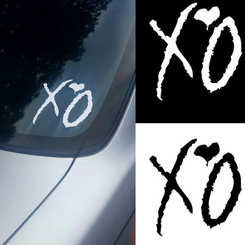 Weeknd XO PET สติกเกอร์รถ SUV รถบรรทุกหน้าต่างแล็ปท็อป Wall Art Trim Decal สีดําเงิน-สีขาว Universal กันน้ําชิ้นส่วนภายนอก