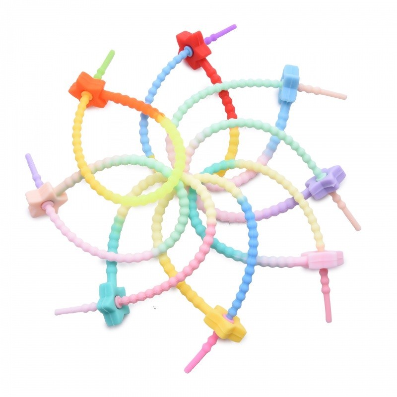 5pcs สายรุ ้ งซิลิโคน Ties Gradient Cable Ties Handmade diy พวงกุญแจอุปกรณ ์ เสริมสายเคเบิลข ้ อมูล Organizer
