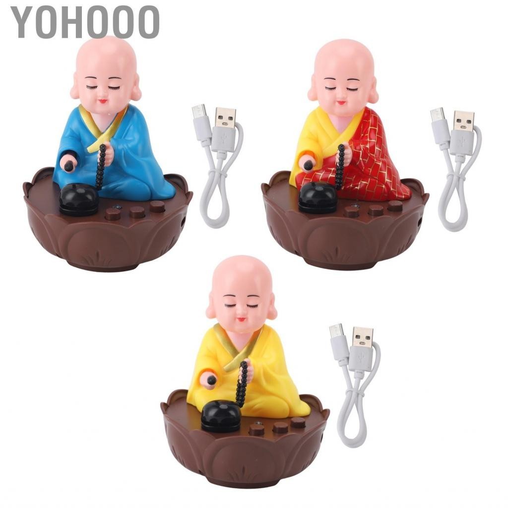 Yohooo Musical Nodding Monk Figurine  Moving Head Ornament Chanting Buddha Statue for Restaurants