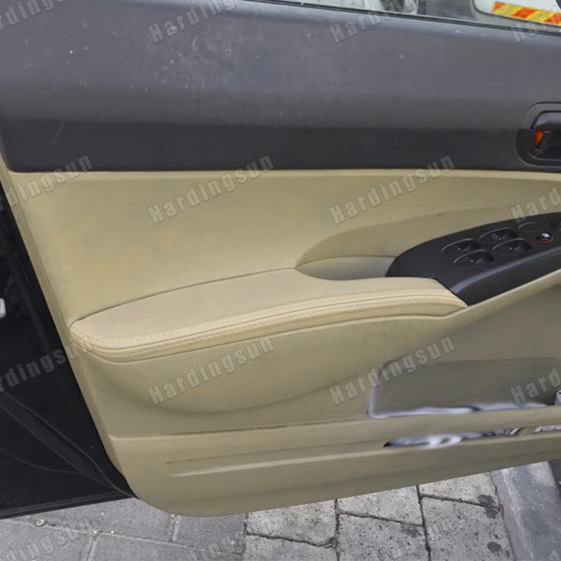 Beige สีหนังนุ ่ มประตู Armrest สําหรับ Honda Civic 8th Gen Sedan 2006 - 2011 รถประตู Armrest แผงผิว Trim