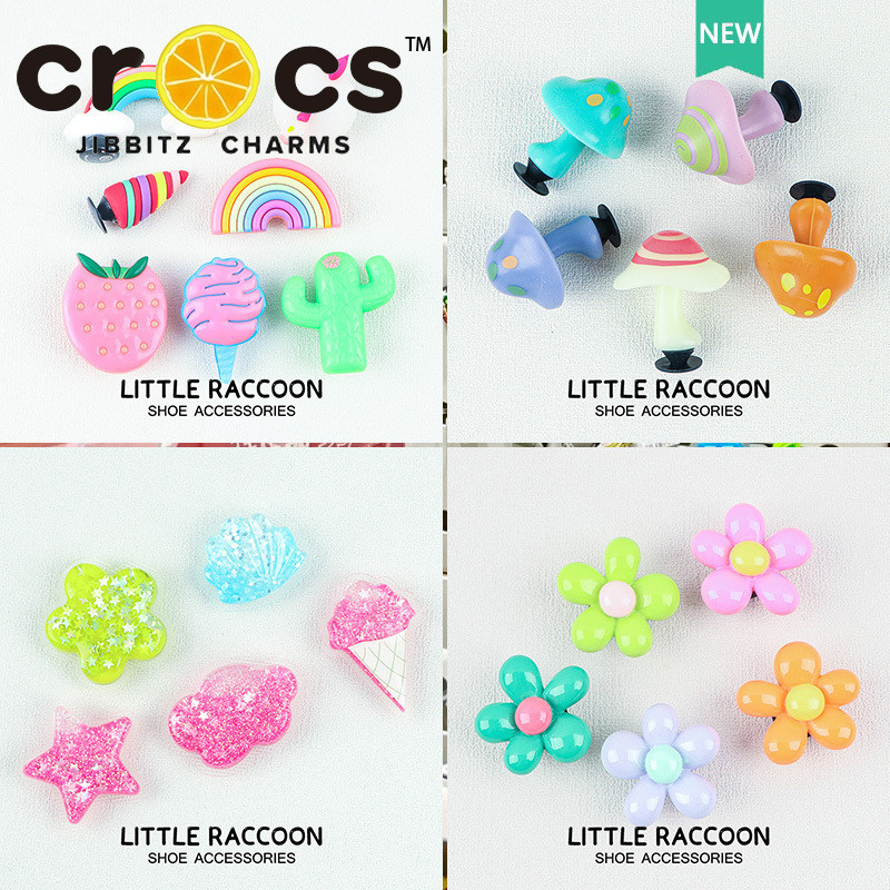 jibbitz crocs แท้ กระดุมรองเท้า charms รองเท ้ าหัวเข ็ มขัดสามมิติเห ็ ดดอกไม ้ ที ่ มีสีสันน ่ ารักแฟชั ่ นรองเท ้ าอุปกรณ ์ เสริม