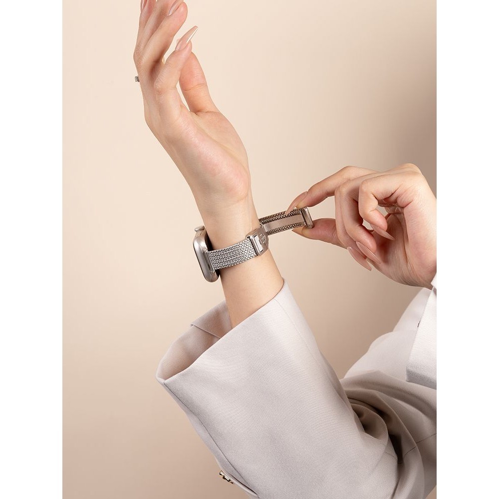 Watch9สายนาฬิกา S8โลหะแม่เหล็ก S7หูข้าวสาลีระบายอากาศ S6สำหรับผู้หญิง iwatch8 Apple S9นาฬิกา applewatch9