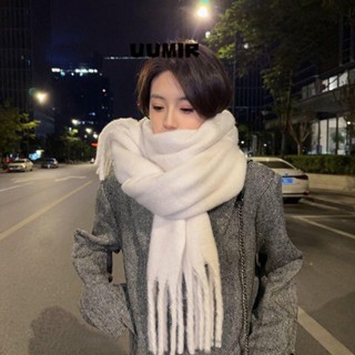 UUMIR  ผ้าพันคอ ผ้าคลุมไหล่ ผ้าแคชเมียร์ แบบหนา ประดับพู่ แบ…