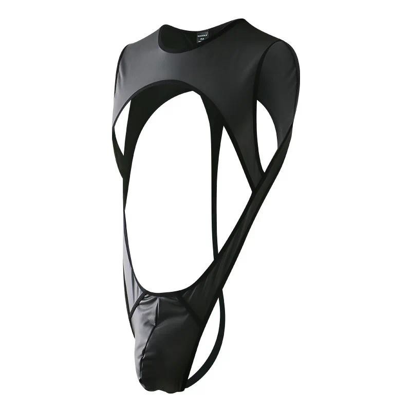 บอดี้สูทบุรุษทอง Leotard High Cut Tank Style Nylon Spandex Soft Thin Lingerie