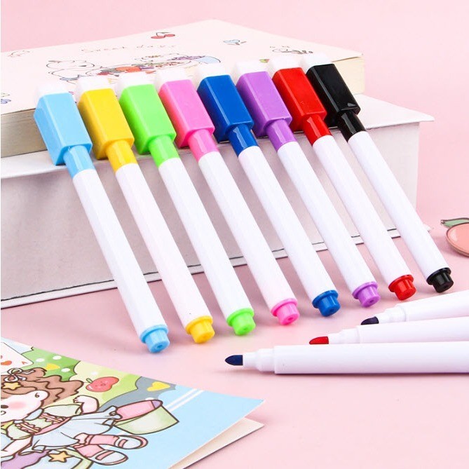 [มีแปรงลบในตัว] ปากกาไวท์บอร์ด ลบได้ S0294 หลากสี ปากกาเขียนกระดาน ปากกาเคมี Whiteboard Marker Pen