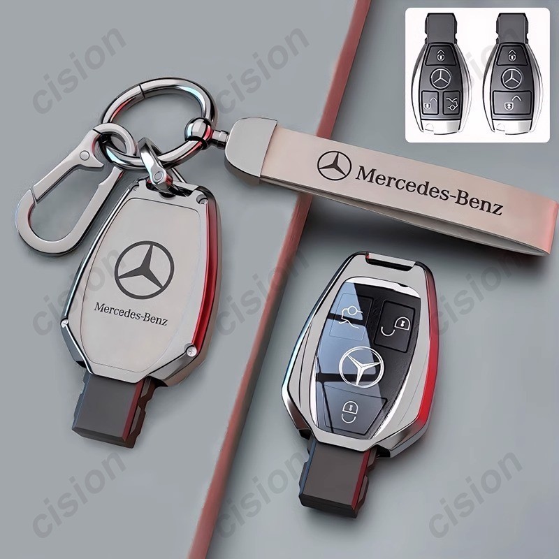 Nappa Cowhide ของแท้หนังโลหะผสมสังกะสี Shell รถ Remote Key กรณี Fob สําหรับ Mercedes Bnez CLA GLC GLA GLK W203 W210 W211 W204 W176 ABCR Class AMG อุปกรณ์เสริม