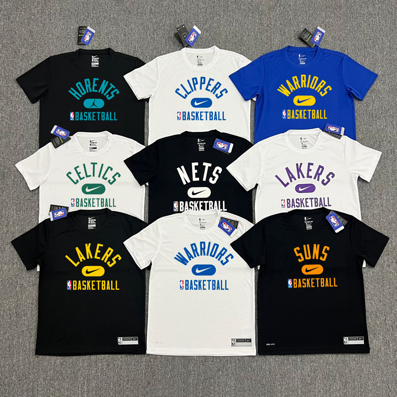 2122 ฤดูกาลเกม NBA Lakers Nets Warriors Grizzlies ชุดฝึกซ้อมบาสเกตบอล Quick-Drying เสื้อยืดแขนสั้น Warm-Up กีฬายิงชุดผู้ชายผู้หญิงสไตล์เดียวกัน Breathable Quick
