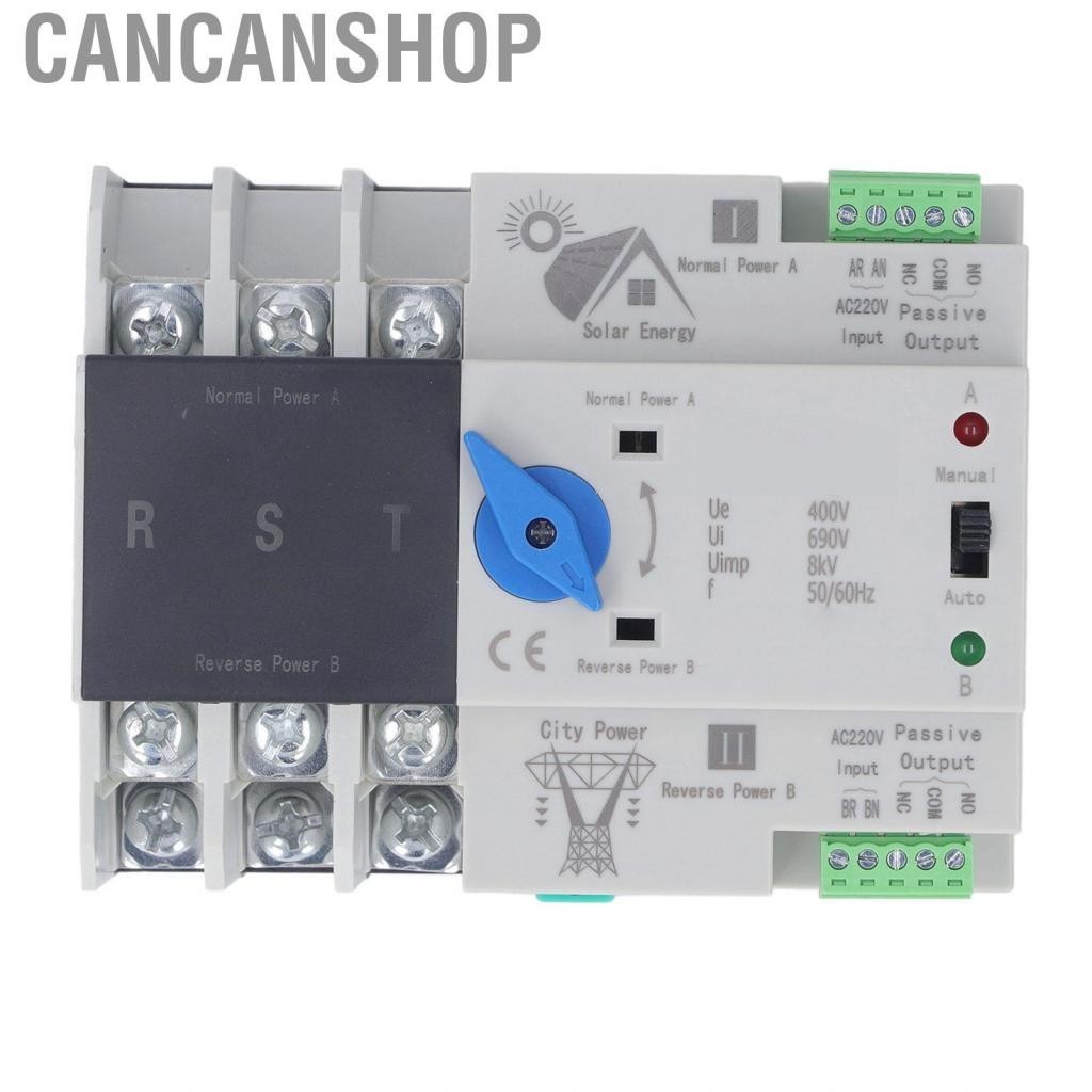 Cancanshop Dual Electronic Power Circuit Breaker  220V Changeover Safety 3P Manual Operation for Home