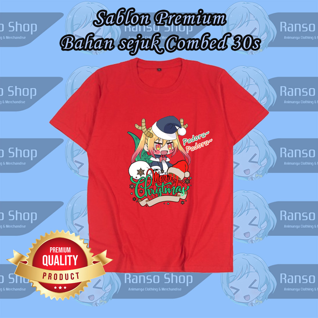 สีขาว a Katun Tohru Padoru Maid Dragon เสื ้ อยืดคริสต ์ มาสผ ้ าฝ ้ ายน ่ ารัก | Tohru Padoru Maid 