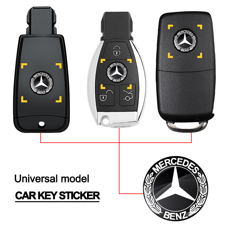 14 มม.กุญแจรถสติกเกอร ์ Auto Control Key โลโก ้ Decals สําหรับ Mercedes Benz AMG W124 W202 W203 W204 W210 W211