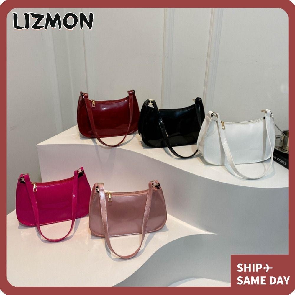 กระเป๋าสะพาย LIZMON, กระเป๋าถือทรงเกี๊ยวสีทึบ, เวอร์ชั่นเกาหลีเรียบง่ายซิปสไตล์ PU กระเป๋าสี่เหลี่ยมเล็กทุกแมตช์ทุกวัน